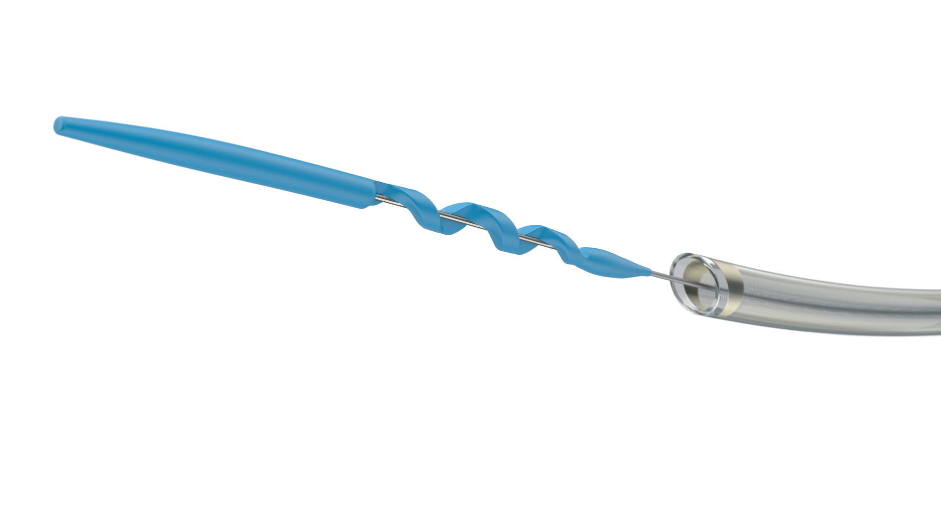 The Prodigy Twist Mechanical Assist device clearing clot at the catheter tip